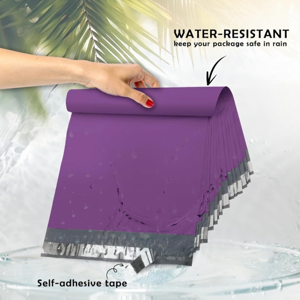 25 10x13 Poly Mailers Purple Waterproof